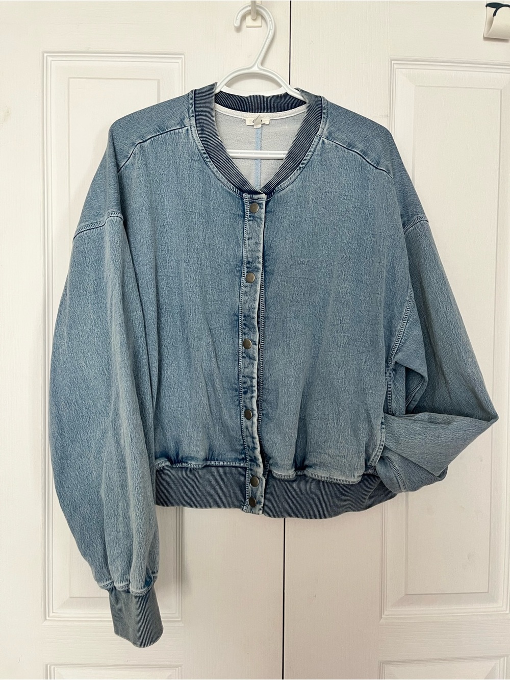 aerie Light Blue Denim Bomber Jacket